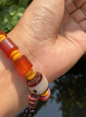 红玛瑙手串转运珠玉石桶珠手串男