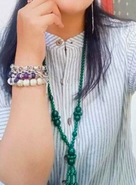 高冰种绿玉髓温婉风玛瑙毛衣链