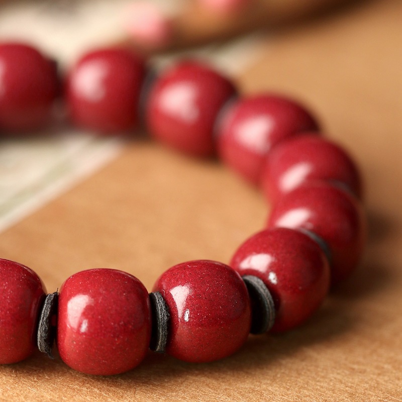 紫金砂朱砂手串男女高含量紫晶砂苹果桶珠本命链天然正品 - 图2