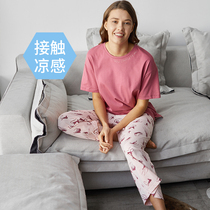 2020 new summer Parent-child couples Round Collar Short Sleeve Womens Home Suit Cool Pyjamas Women Leopard Shorts Casual