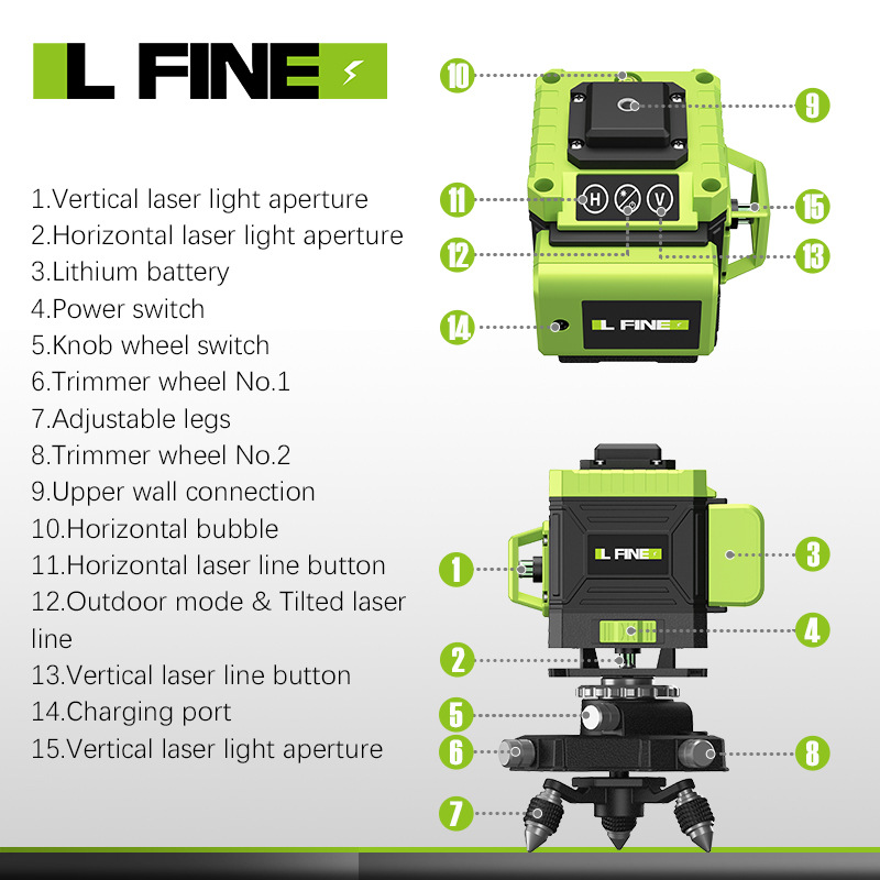 laserlevel4d163d12线线绿光水平仪激光水平仪投线仪-图1