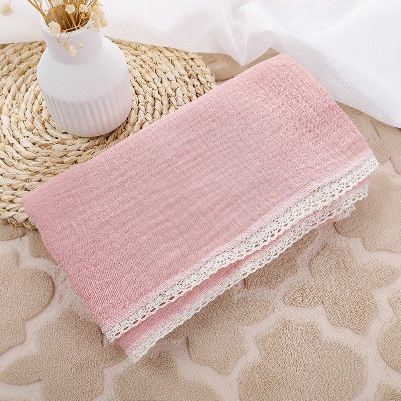 INS儿童纱巾布盖毯纯色印花双层棉布蕾丝婴儿推车挡风毯浴巾包被,淘宝优惠券,粉丝福利购,淘宝优惠卷