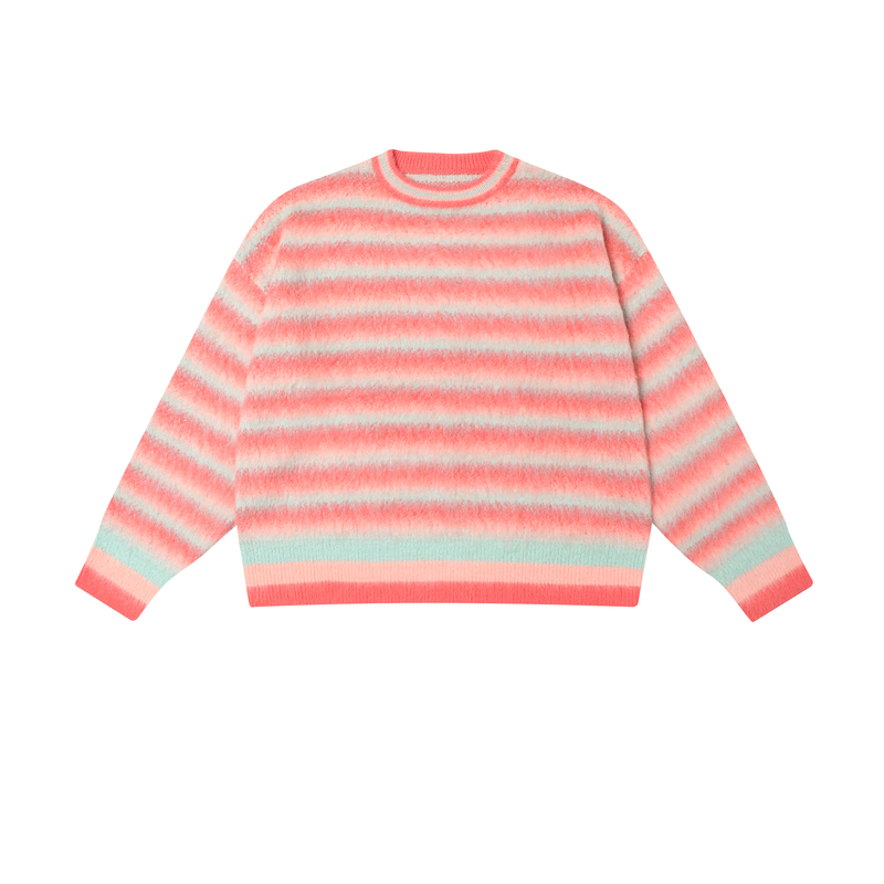 ISS INXX SPORTS 马海毛彩色条纹针织衫甜辣彩虹情侣糖果色毛衣 - 图3