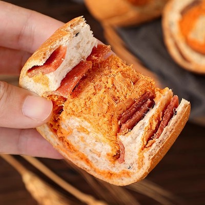 暴肌独角兽鸡肉脯肉松味车轮面包