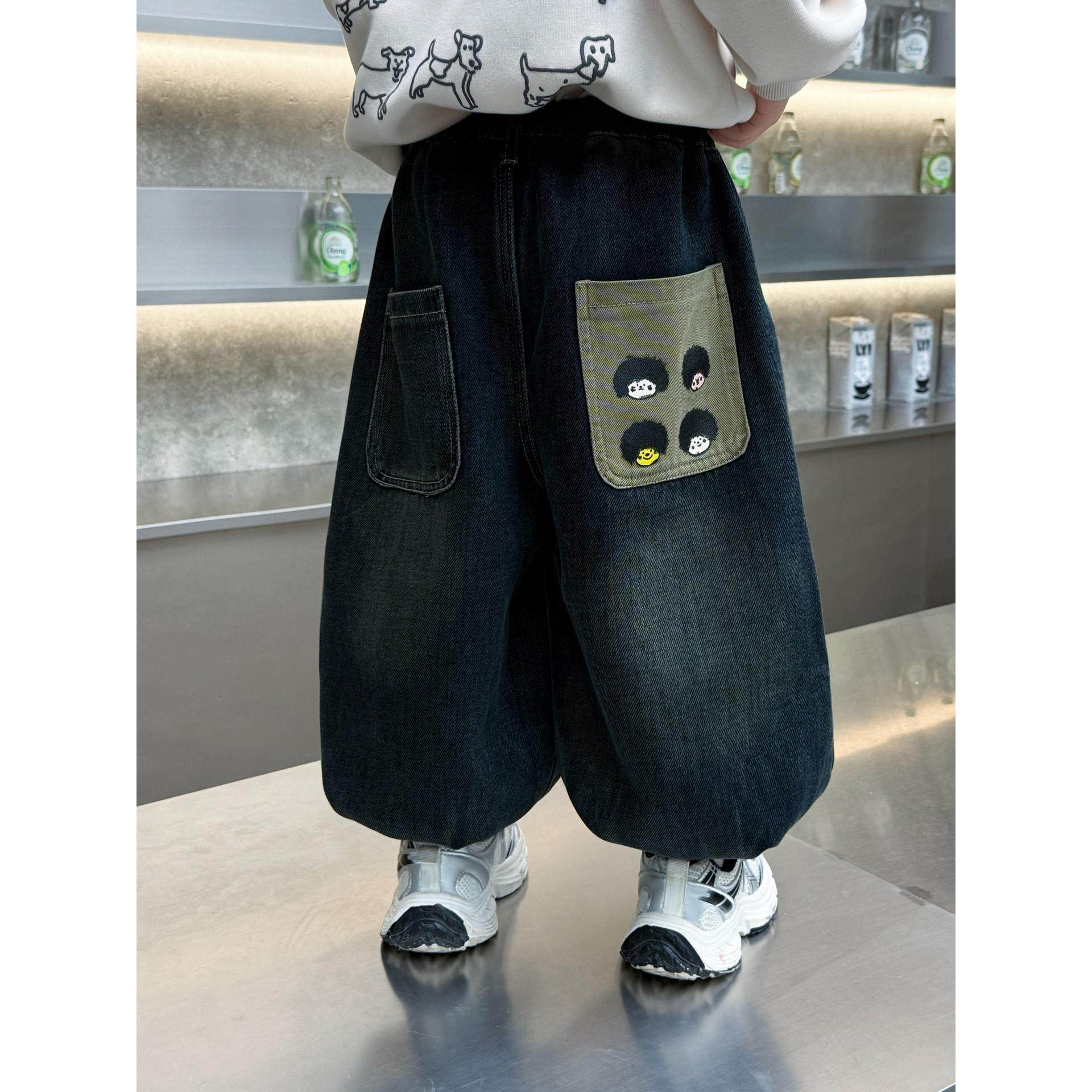 男童加绒牛仔裤秋冬款2025新款儿童痞帅一体绒裤子宝宝炸街灯笼裤,淘宝优惠券,粉丝福利购,淘宝优惠卷