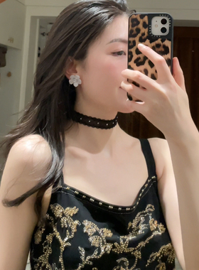 法式闪钻蕾丝choker颈链高级感甜美纯欲带钻项圈颈带脖子装饰项链