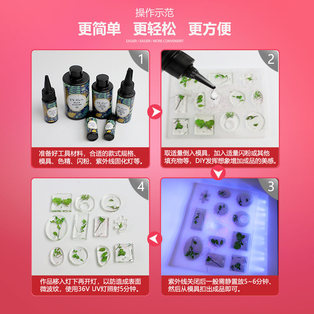 uv胶高透明速干水晶滴胶手工diy制作环氧树脂胶紫外线固化小饰品_虎窝淘