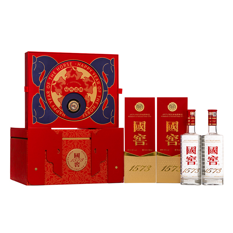 国窖1573官方旗舰店 红釉礼盒 52度浓香型白酒 过节生日送礼长辈