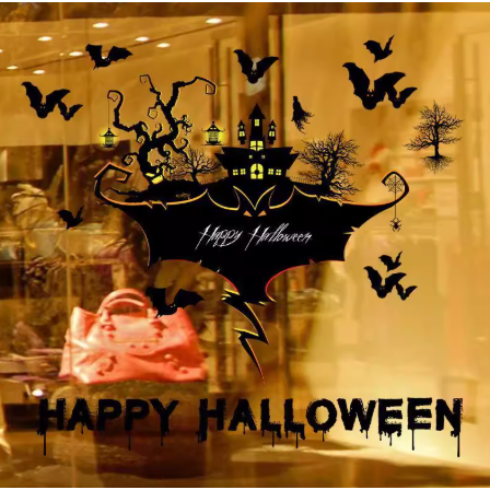 万圣节玻璃门贴纸餐厅酒店大门店铺橱窗贴布置装饰品静电贴墙贴画,淘宝优惠券,粉丝福利购,淘宝优惠卷