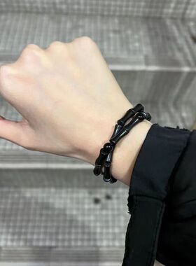 国风黑竹节手链新中式双层竹节小众个设计感手串中风男女同款