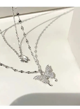 Butterfly necklace for women合金双层蝴蝶项链女ins轻奢锁骨链