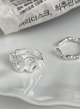 韩版S个性熔岩戒指女复古时尚凹凸不规则开口指环嘻哈食指戒