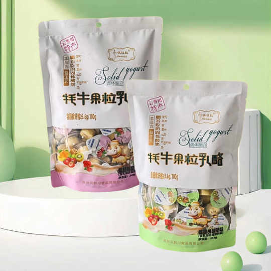 小妞比比高铁同款牦牛果粒乳酪248g*4袋嚼着吃的固体酸奶零食