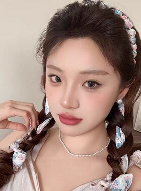夏季碎花飘带蝴蝶结发箍女高颅顶带齿发卡绑发麻花辫编发头箍头饰