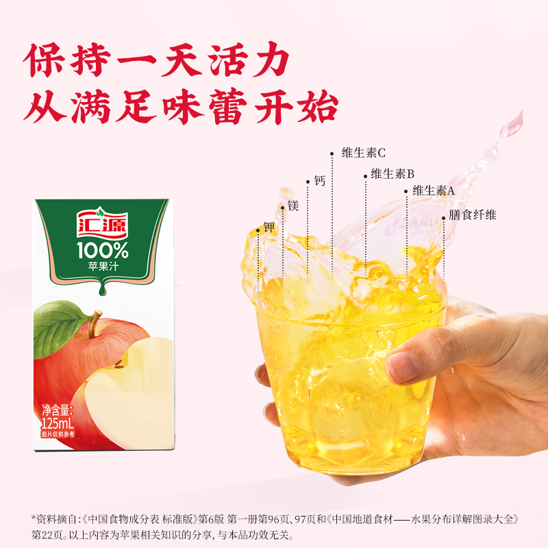 汇源100%果汁苹果汁 125ml*10盒饮品饮料U-图1