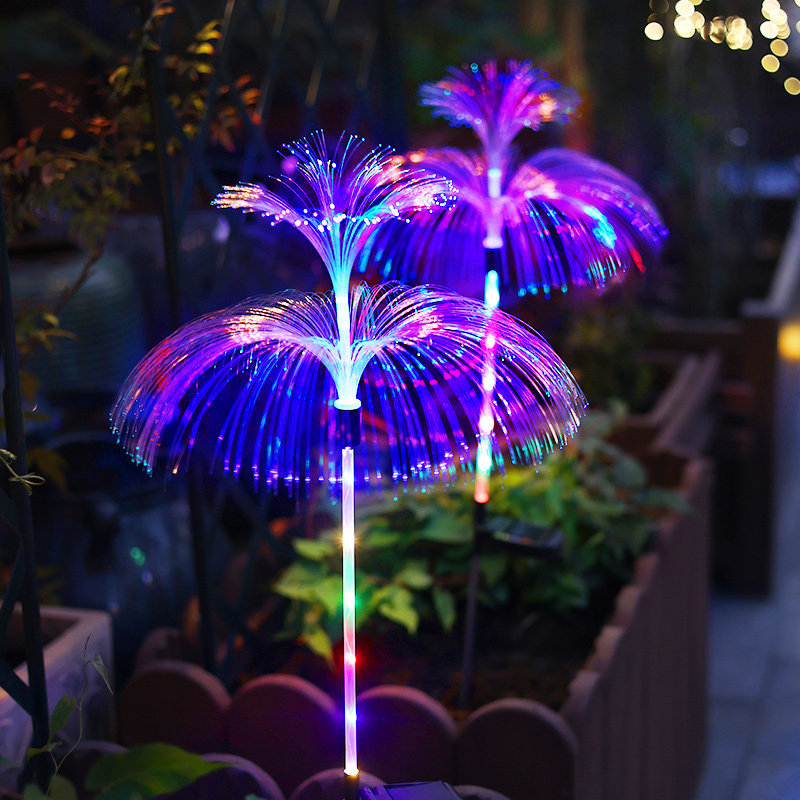 太阳能水母灯七彩变色光纤户外庭院花园插地草坪灯网红院子装饰灯,淘宝优惠券,粉丝福利购,淘宝优惠卷