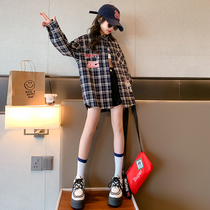 Girl Shirt Autumn Dress 2023 New Children Fall Plaid Small Shirt Woman Great Boy Spring Autumn Style Foreign Air Lining Coat