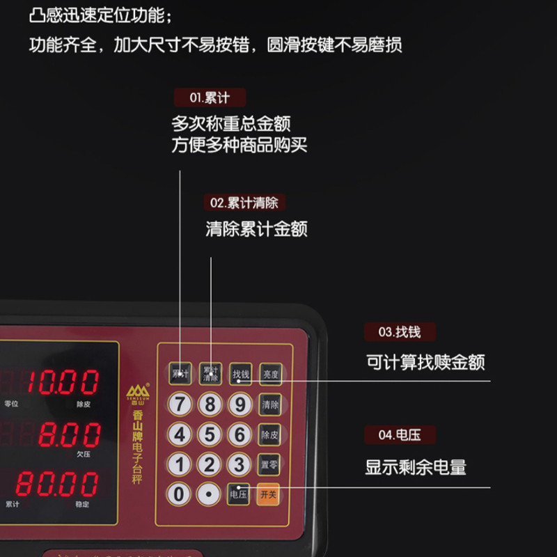 香山商用落地计价秤可折叠精准称重台秤做买卖收废品称重物电子秤 - 图2