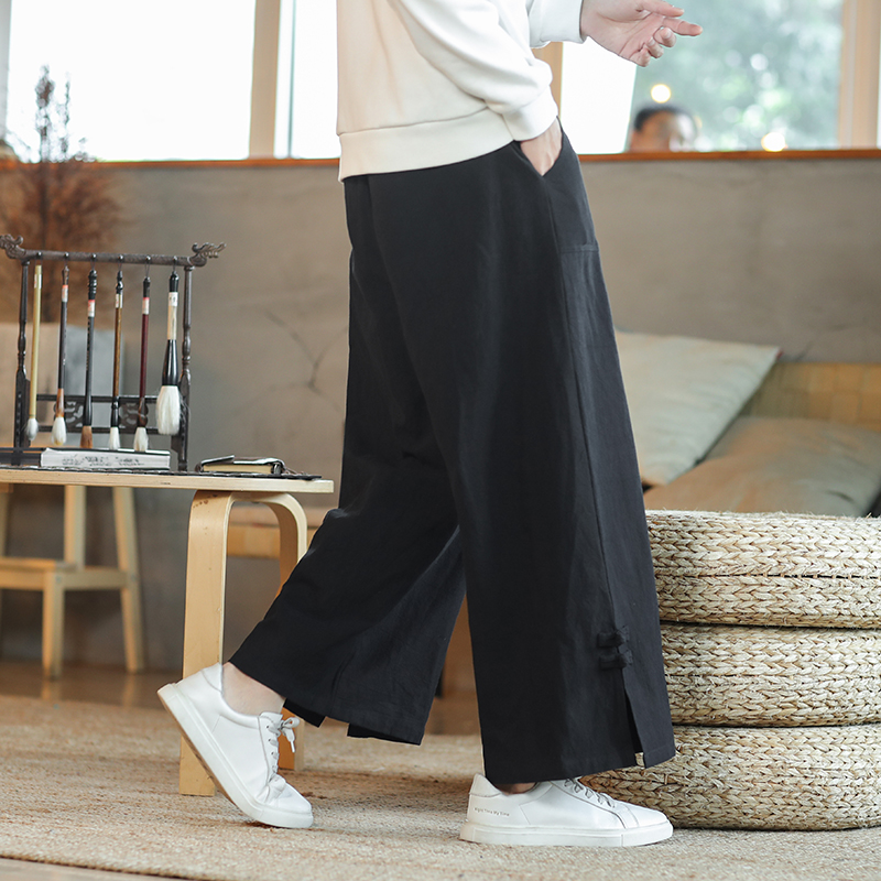 中国风汉服唐装仿棉麻男直筒休闲裤 腓尼基秀禾服