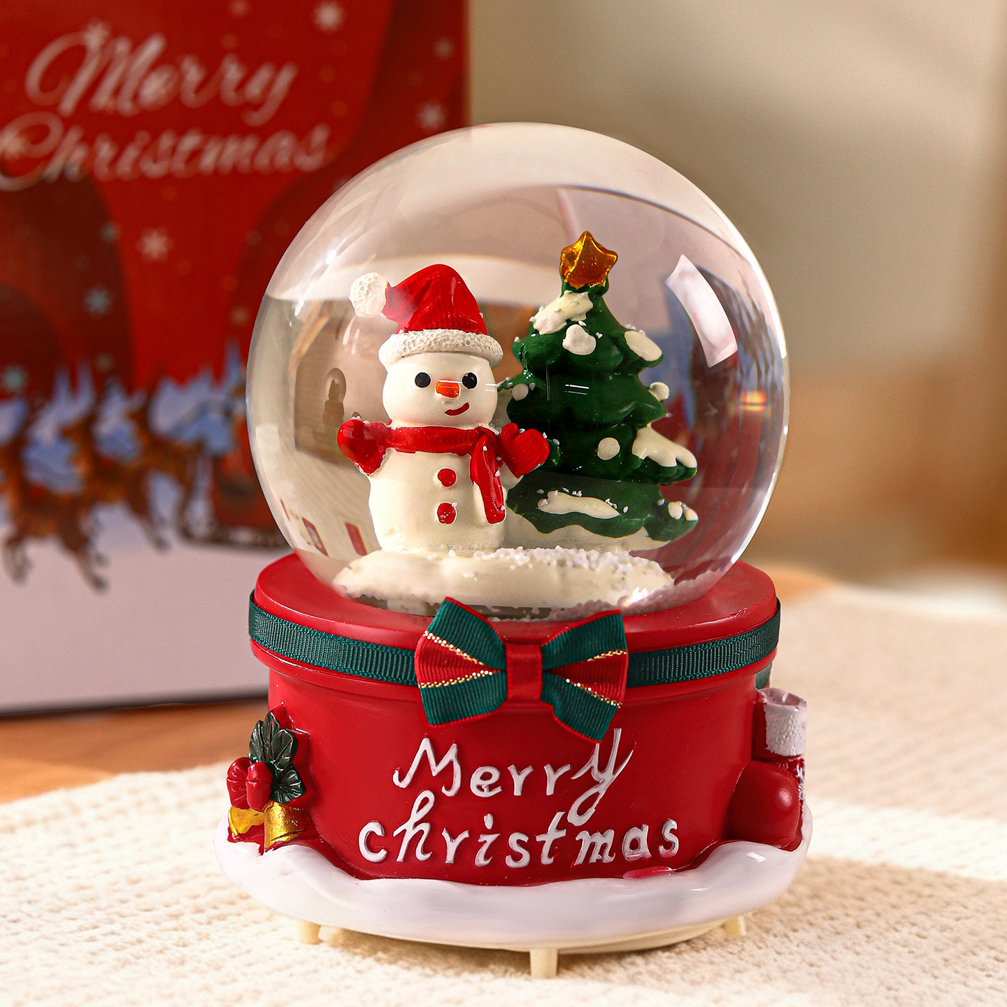 圣诞节水晶球音乐盒礼物装饰摆件八音盒旋转飘雪圣诞老人儿童礼品,淘宝优惠券,粉丝福利购,淘宝优惠卷