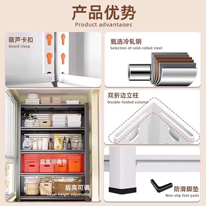 家用货架置物架多层落地客厅阳台收纳架厨房储物架杂物整理铁架子 - 图1