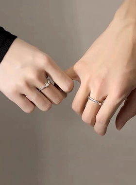 蓝桉遇鸟情侣戒指s男女一对创意小众设计对戒送男女朋友
