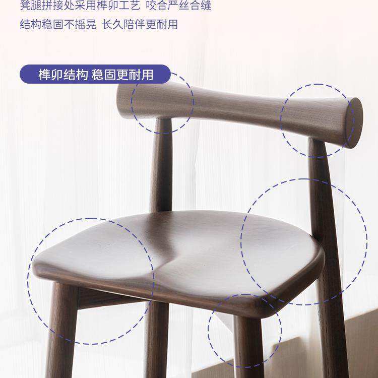 实木吧椅休闲高脚凳前台岛台椅子黑色复古胡桃吧台椅酒吧靠背吧凳,淘宝优惠券,粉丝福利购,淘宝优惠卷