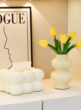 创意家居装饰摆件网红花瓶书房轻奢高档陶瓷卧室客厅餐桌插花鲜花