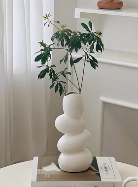 北欧ins风创意陶瓷花瓶轻奢高档鹅卵石家居客厅插花水养装饰摆件