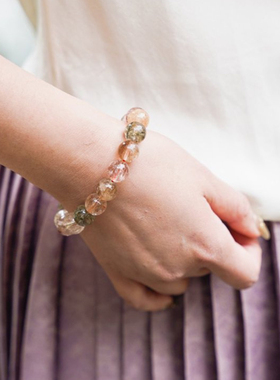 多宝巴西老矿彩发晶手链水晶手串