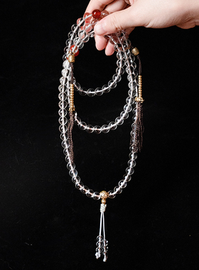 东海新款天然白水晶项链透明手串