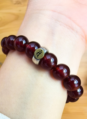 天然石榴石水晶手链女酒红色轻奢小众精致手串