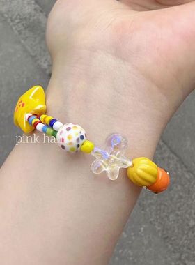 夏日彩虹多巴胺小清新彩色小众设计甜美彩虹星星弹力绳手链手饰