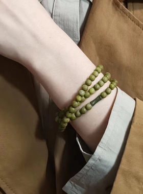 绿檀翠节国风木质国潮diy手作6mm三圈88颗左右森系手链穿搭手串