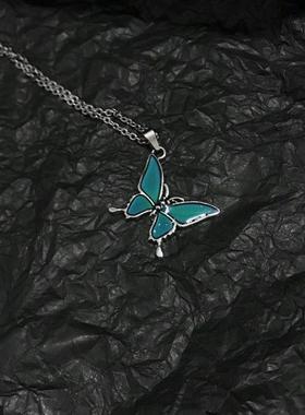 温感变色蝴蝶项链女ins冷淡风小众设计感潮网红闺蜜情侣礼物复古