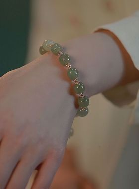 饰品玉手链女夏ins小众设计复古手串高级感可调节手饰