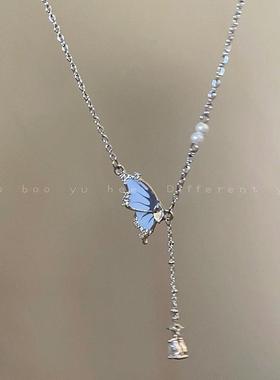 甜酸梦蝶蝴蝶项链百搭小众个仙气锁骨新款脖子颈链饰品夏天