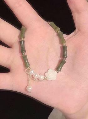 新中式儿童绿色竹节新款串珠手链高颜值学生党古风手串高级感手饰