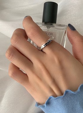 韩国东大门个性气质冷淡风ins重工扭结黑五角星开口戒指女