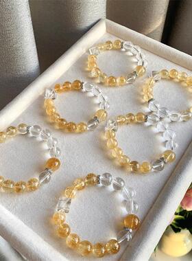 2026典润珠宝 天然黄水晶手串DIY小众设计黄水晶手链感方糖白水晶