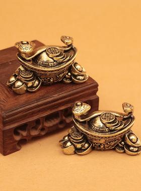2026实心黄铜元宝如意摆件桌面茶宠如意茶几文镇创意摆饰工艺品