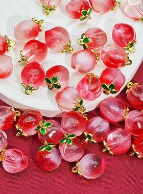 2026新款水晶桃子吊坠水蜜桃小滴溜配饰手链手串diy饰品配件挂坠