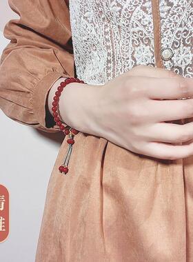 2026保真朱砂手串莲花上岸手链真品森系女款原石原矿紫金砂饰品礼