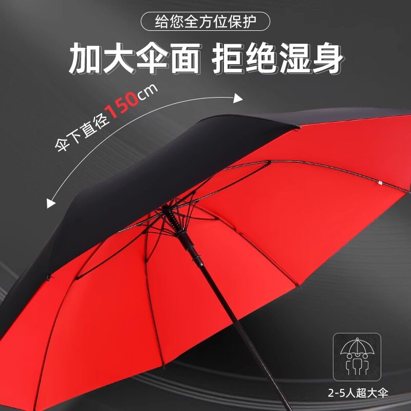 双层自动雨伞长柄家用加大号加厚加固抗风暴雨专用三人双人男弯钩
