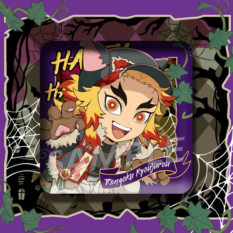 鬼灭之刃动漫万圣节富冈义勇时透无一郎蝴蝶忍周边正方形双闪徽章 - 图2