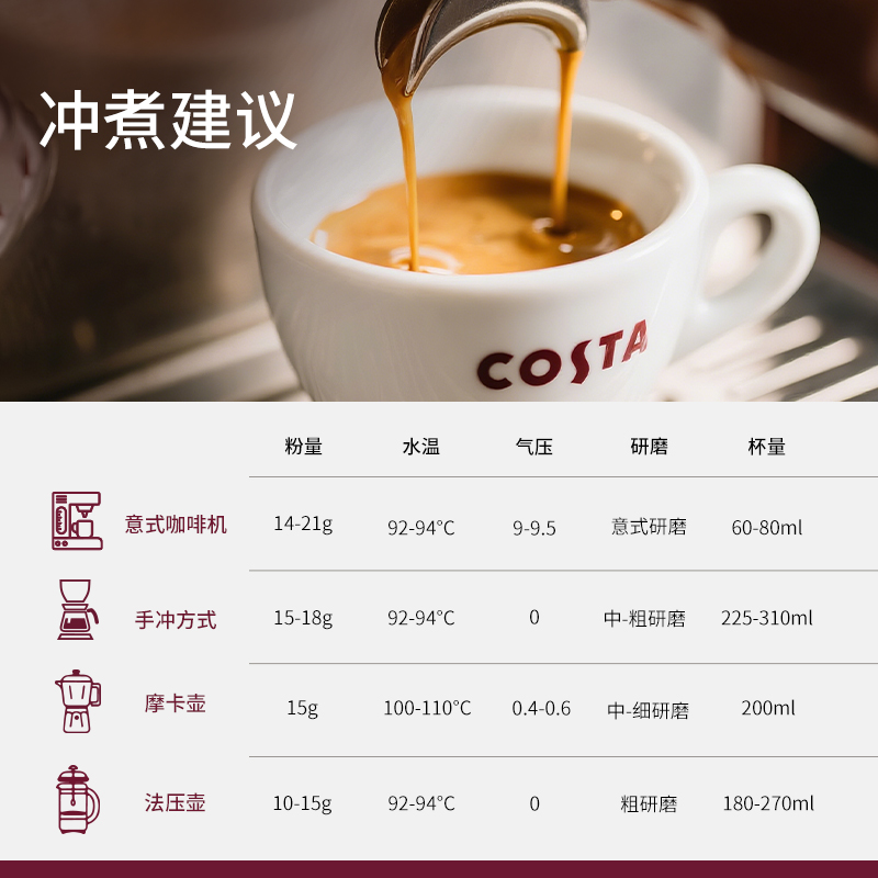 COSTA美式深烘拼配咖啡豆官方旗舰阿拉比卡拿铁口感浓郁手冲现磨 - 图1
