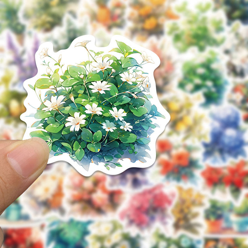 50张水彩画风植物贴纸卡通ins风创意鲜花装饰手机壳行李箱贴画ipad手账素材,淘宝优惠券,粉丝福利购,淘宝优惠卷
