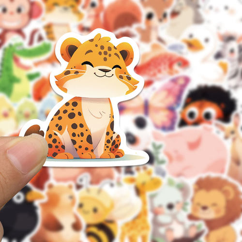 50张插画动物贴纸卡通可爱儿童手账素材笔记本电脑手机壳防水ipad贴画行李箱装饰个性创意 - 图2