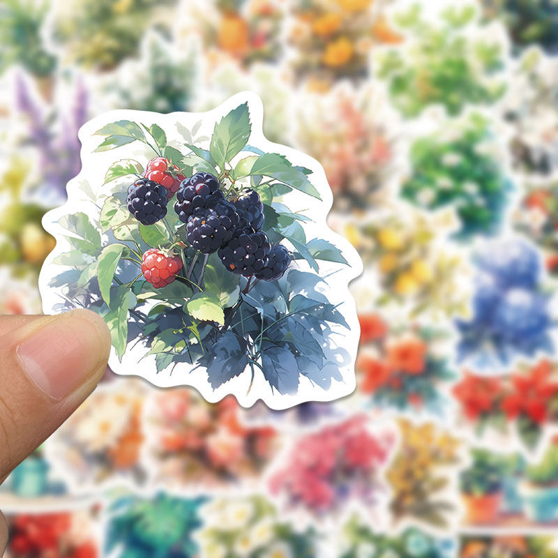 50张水彩画风植物贴纸卡通ins风创意鲜花装饰手机壳行李箱贴画ipad手账素材,淘宝优惠券,粉丝福利购,淘宝优惠卷