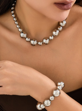 欧美跨境饰品夸张朋克撞色圆珠仿